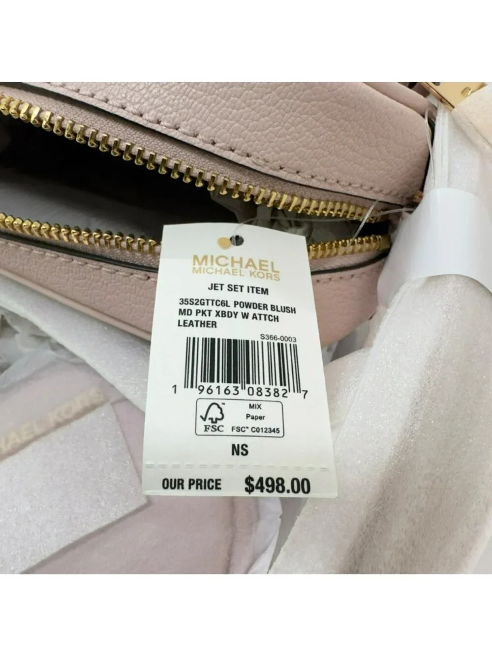 ❤️Michael Kors Sz M Crossbody Bag Jet Set Leather with Tech Case Pink Gold New